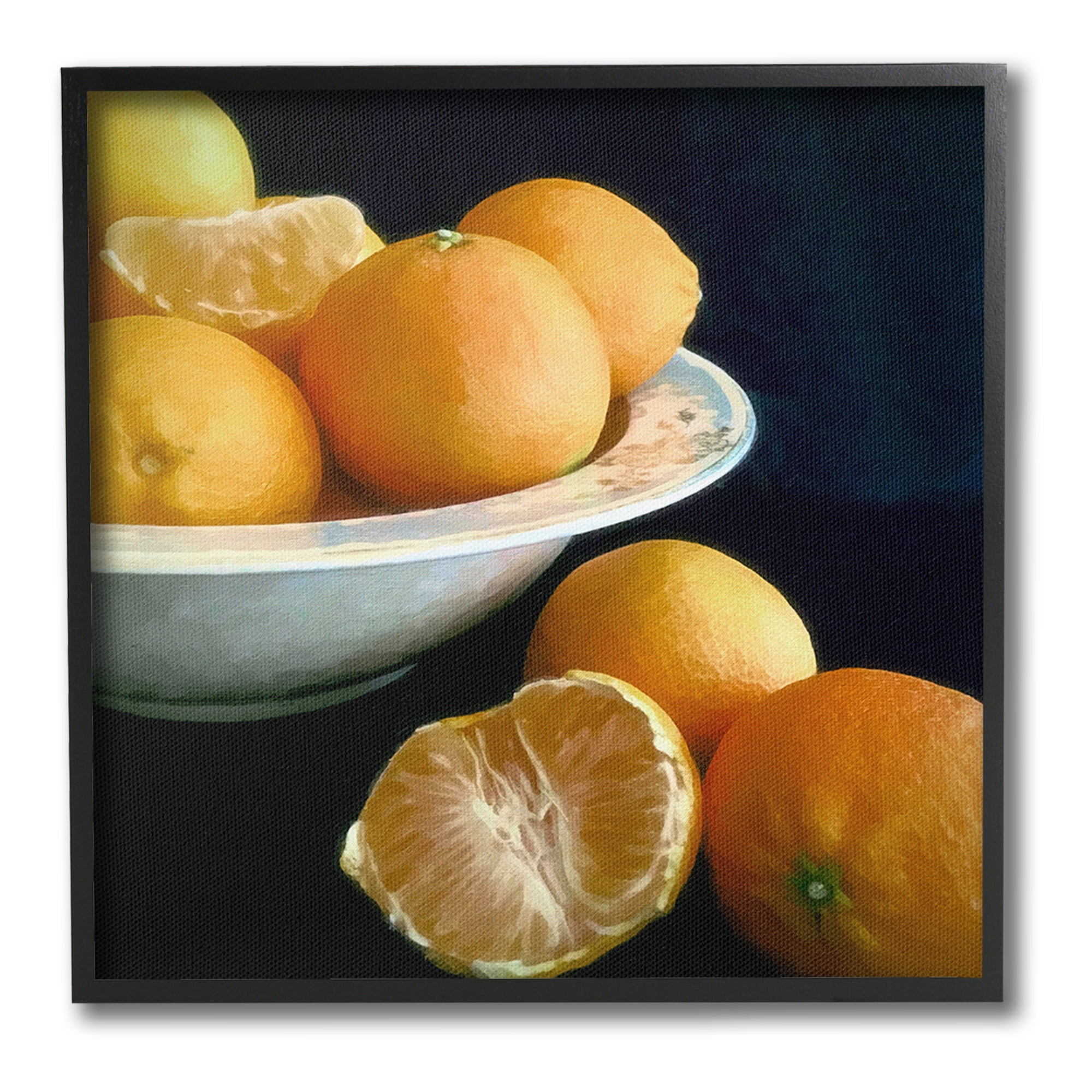Stupell Industries Peeled Oranges Still Life Food & Beverage Painting Black Framed Art Print Wall Art, 17 x 17