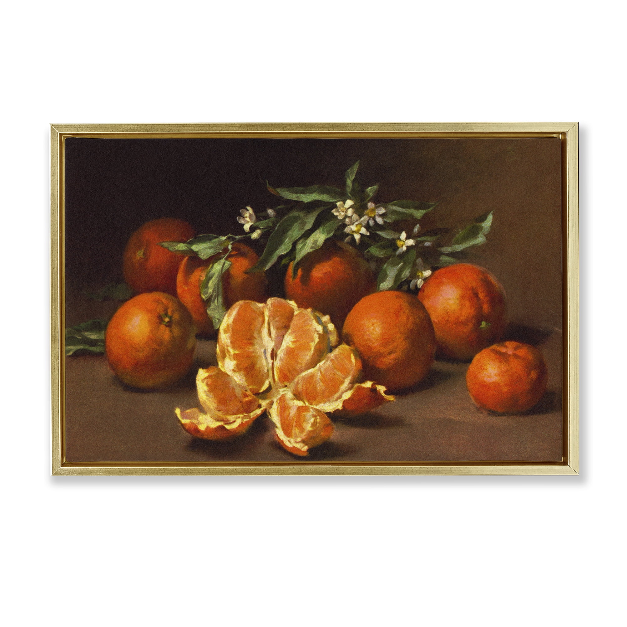 Stupell Industries Peeled Oranges Still Life Food & Beverage Painting Gold Floater Framed Canvas Art Print Wall Art, 25 x 17