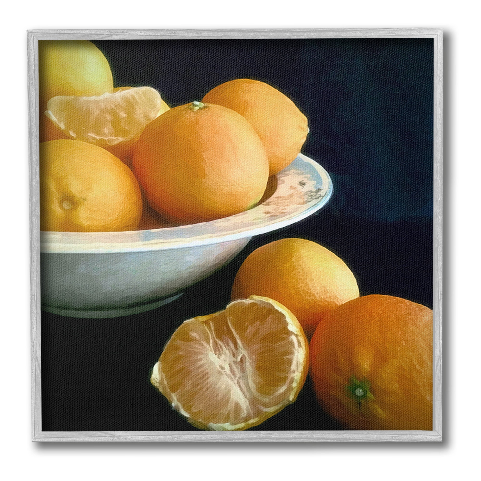 Stupell Industries Peeled Oranges Still Life Food & Beverage Painting Gray Framed Art Print Wall Art, 24 x 24