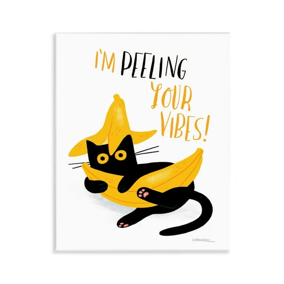 Stupell Industries Peeling Your Vibes Cat Animals Painting Unframed Art Print Wall Art, 11 x 14