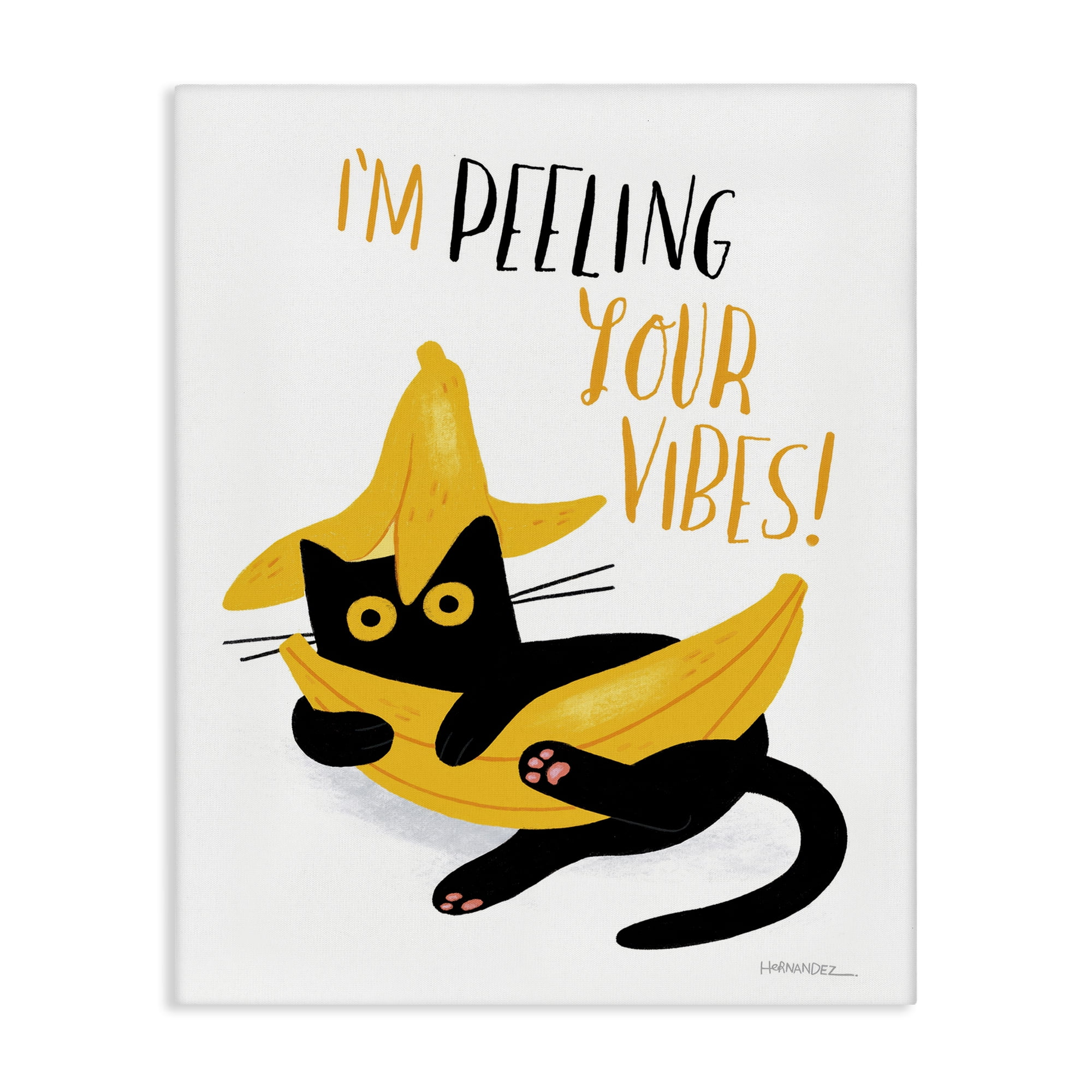 Stupell Industries Peeling Your Vibes Cat Animals Painting Wrapped Canvas Art Print Wall Art, 30 x 40