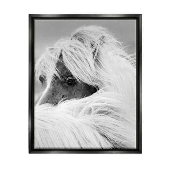 Stupell Industries Peering Horse Eyes Animals & Insects Photography Black Floater Framed Canvas Art Print Wall Art, 17 x 21