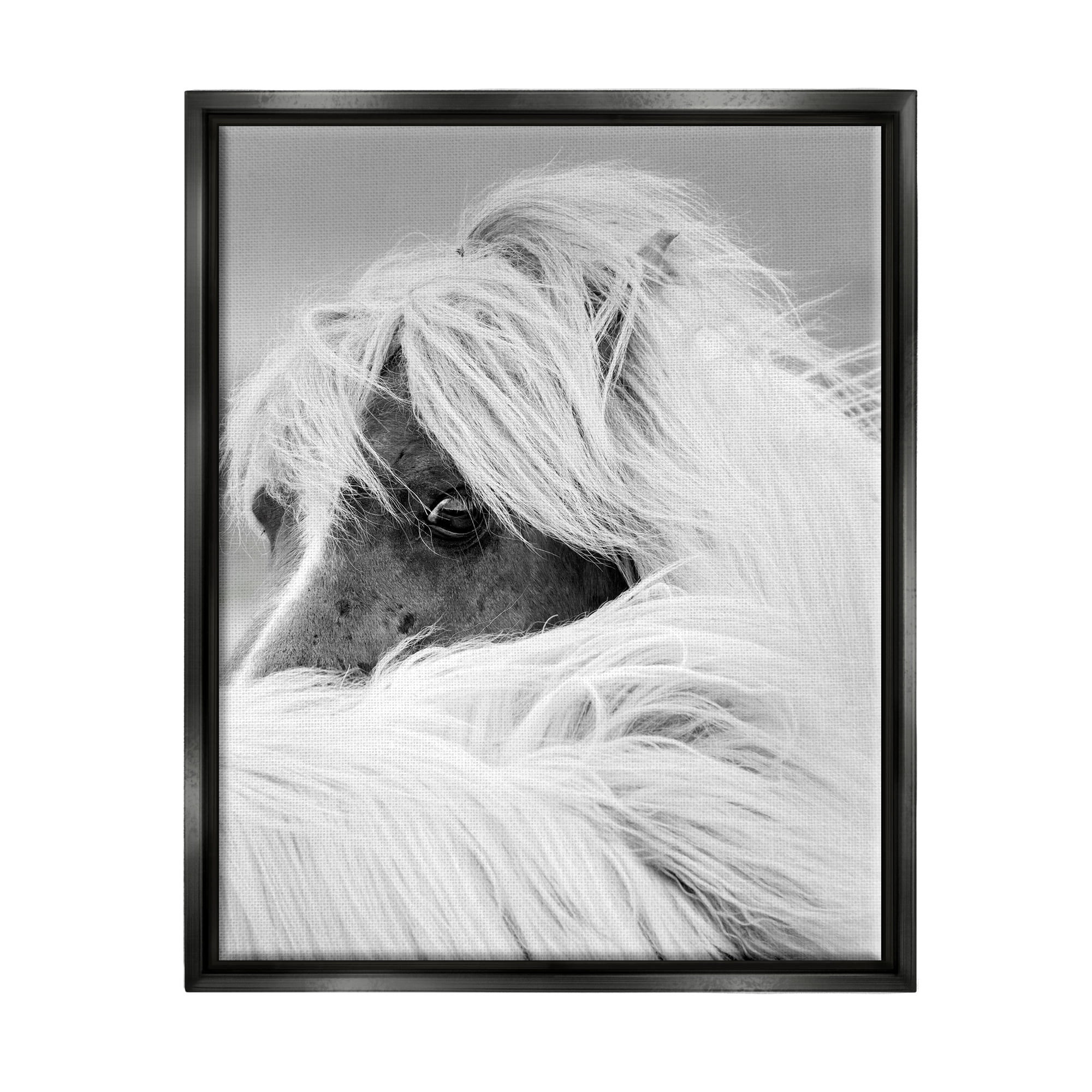 Stupell Industries Peering Horse Eyes Animals & Insects Photography Black Floater Framed Canvas Art Print Wall Art, 25 x 31