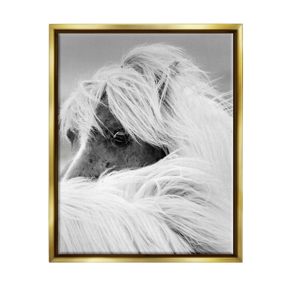 Stupell Industries Peering Horse Eyes Animals & Insects Photography Gold Floater Framed Canvas Art Print Wall Art, 17 x 21