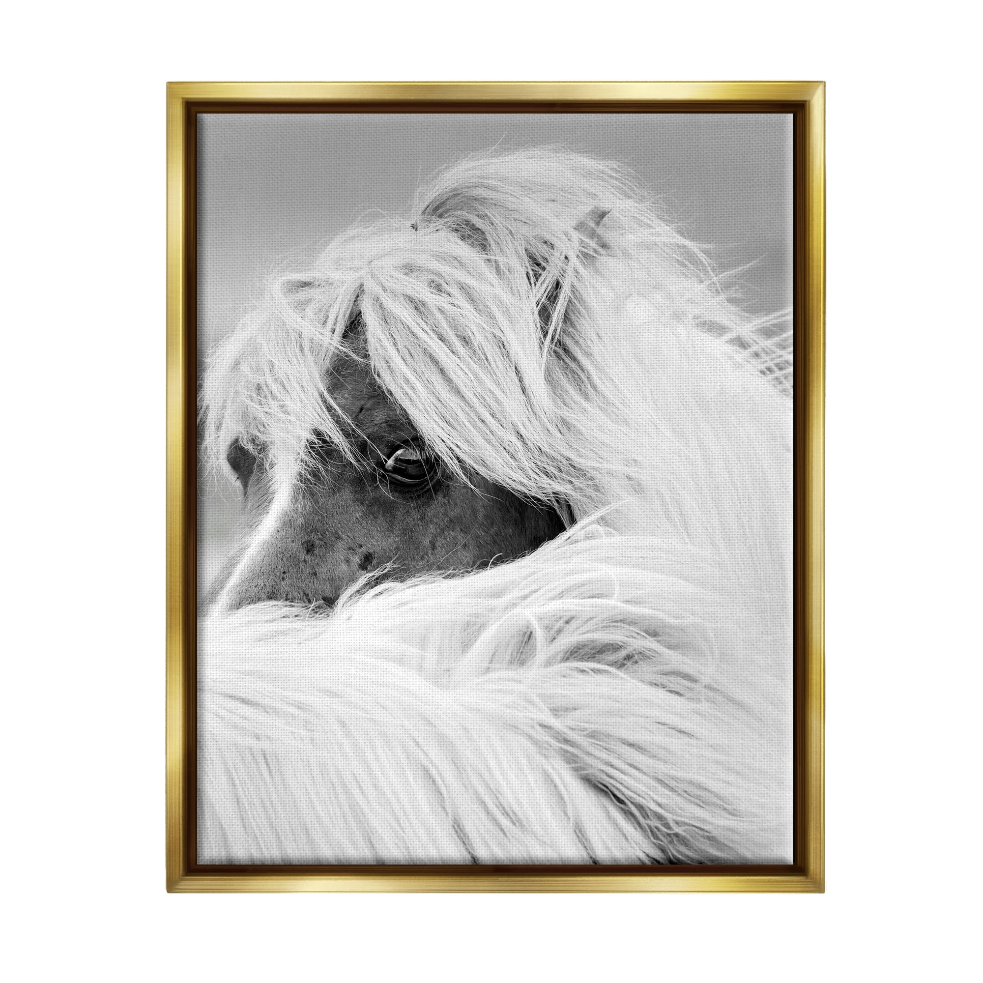 Stupell Industries Peering Horse Eyes Animals & Insects Photography Gold Floater Framed Canvas Art Print Wall Art, 25 x 31