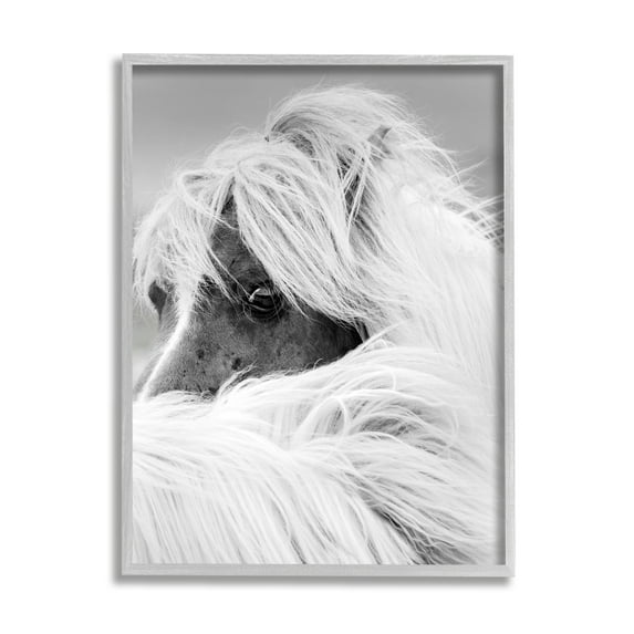 Stupell Industries Peering Horse Eyes Animals & Insects Photography Gray Framed Art Print Wall Art, 11 x 14