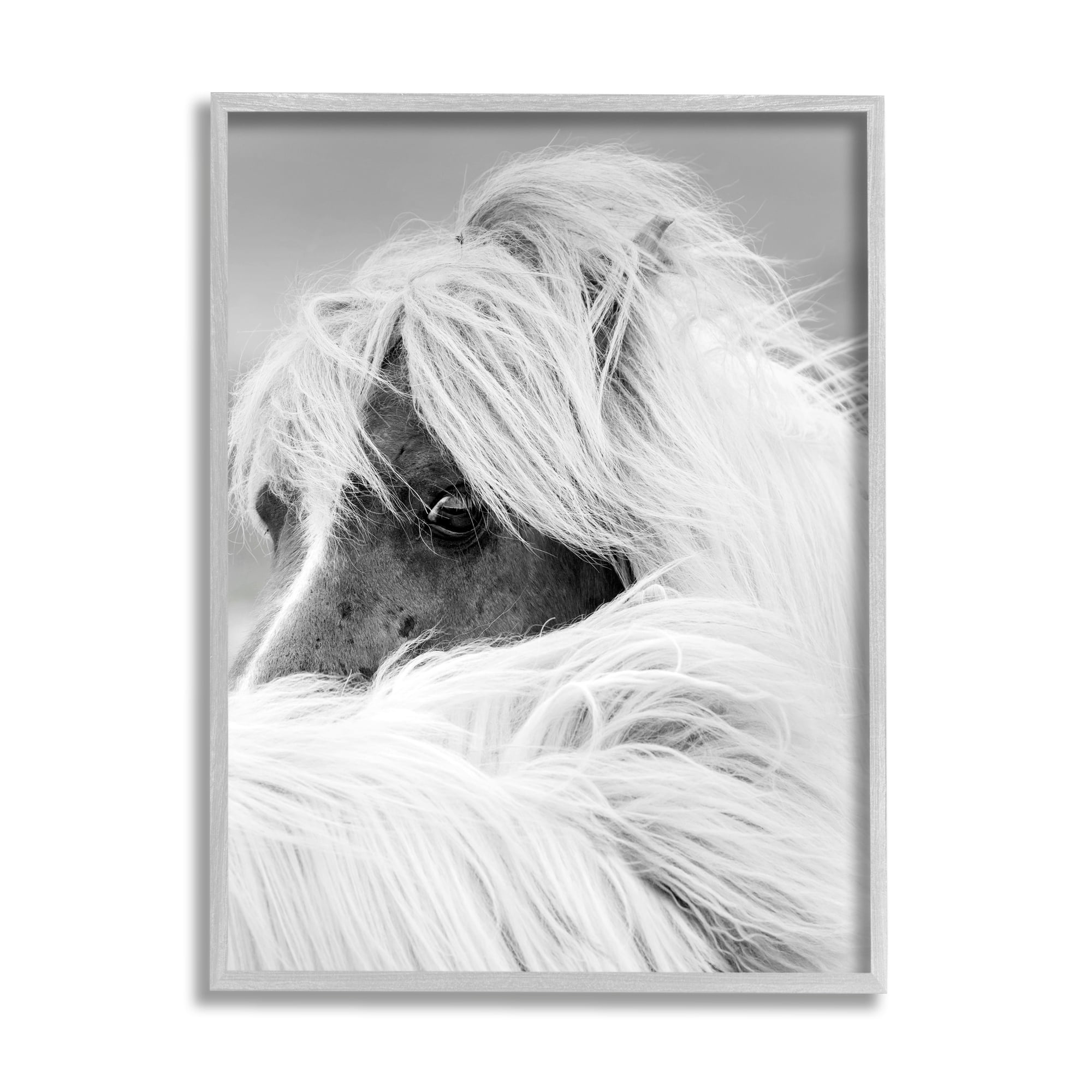 Stupell Industries Peering Horse Eyes Animals & Insects Photography Gray Framed Art Print Wall Art, 16 x 20