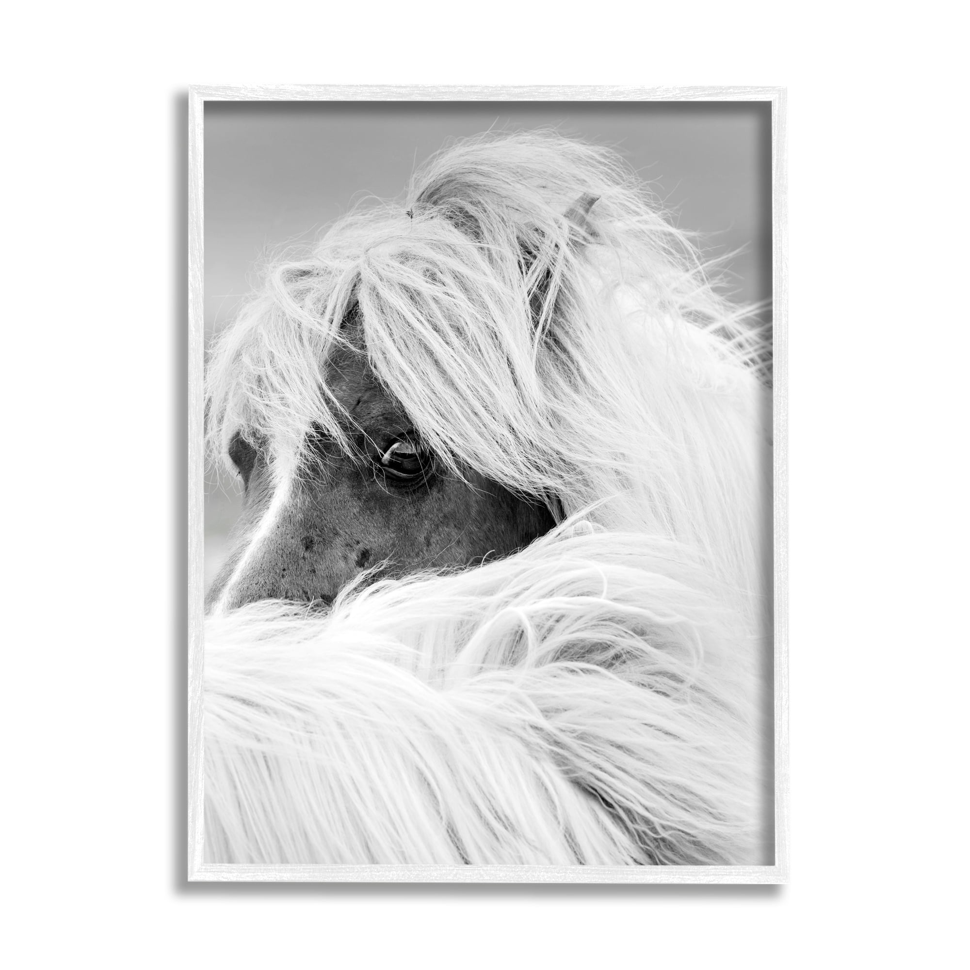 Stupell Industries Peering Horse Eyes Animals & Insects Photography White Framed Art Print Wall Art, 24 x 30
