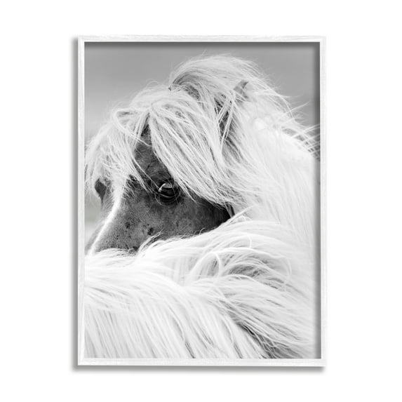 Stupell Industries Peering Horse Eyes Animals & Insects Photography White Framed Art Print Wall Art, 24 x 30