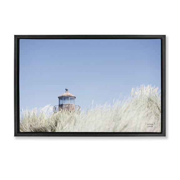 Stupell Industries Peering Over Lighthouse Landscape Photography Black Floater Framed Canvas Art Print Wall Art, 25 x 17