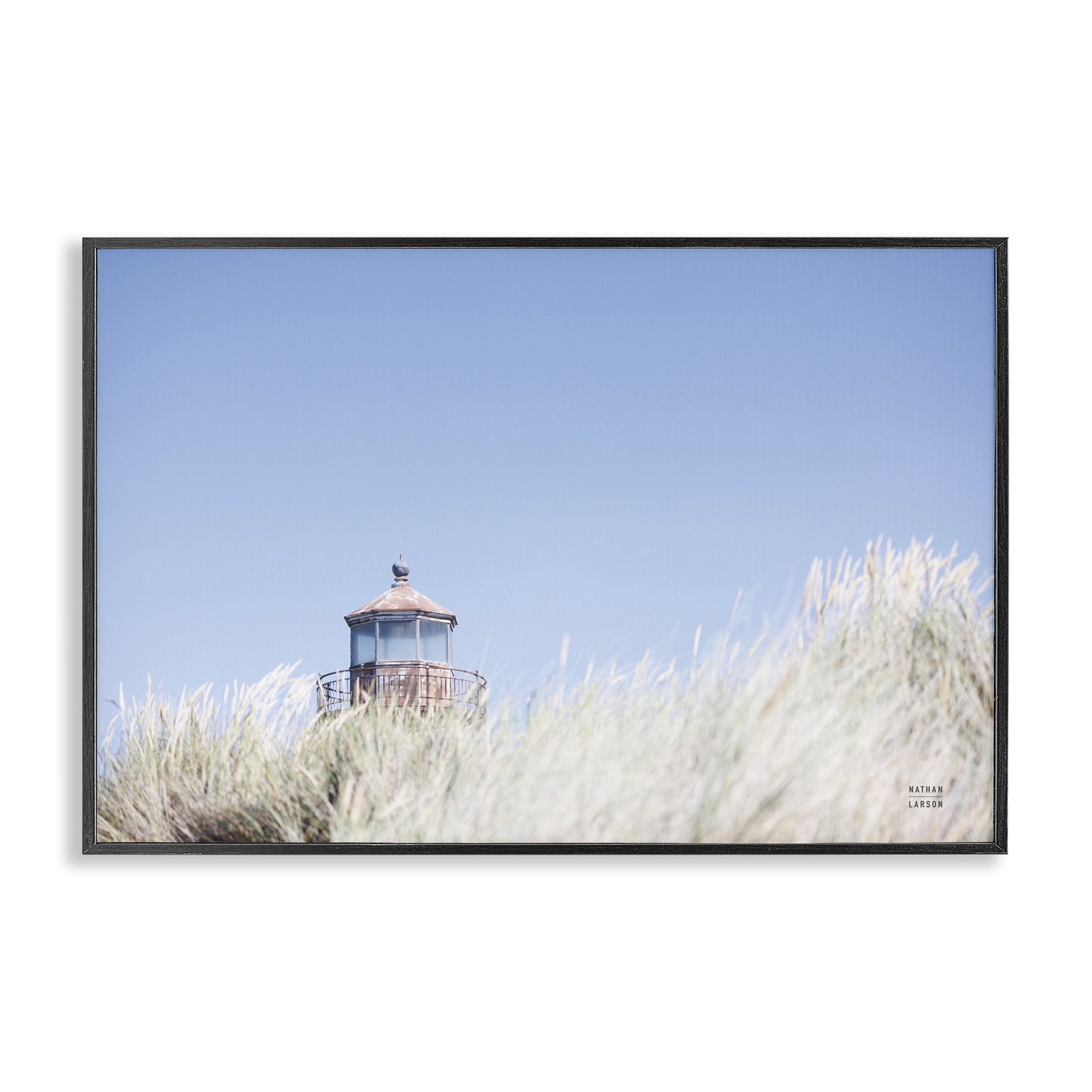 Stupell Industries Peering Over Lighthouse Landscape Photography Black Framed Art Print Wall Art, 30 x 20