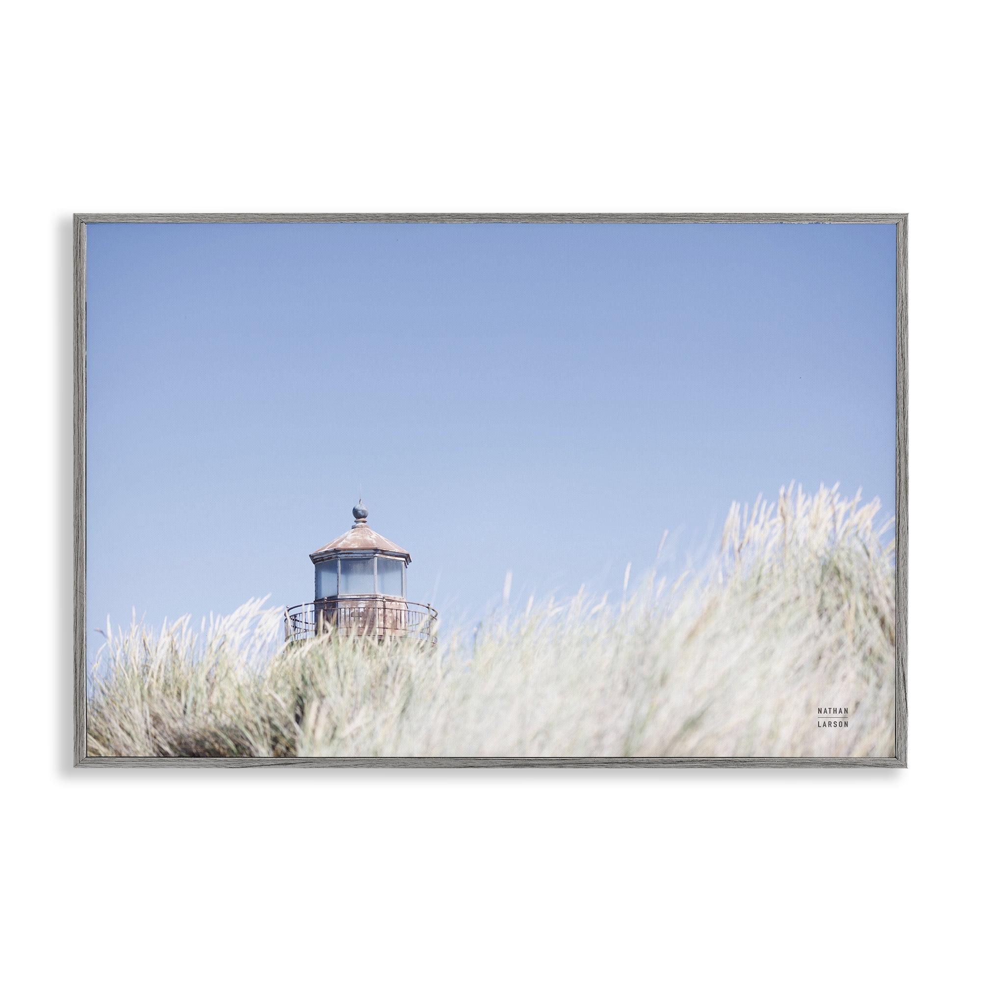 Stupell Industries Peering Over Lighthouse Landscape Photography Gray Framed Art Print Wall Art, 18 x 12