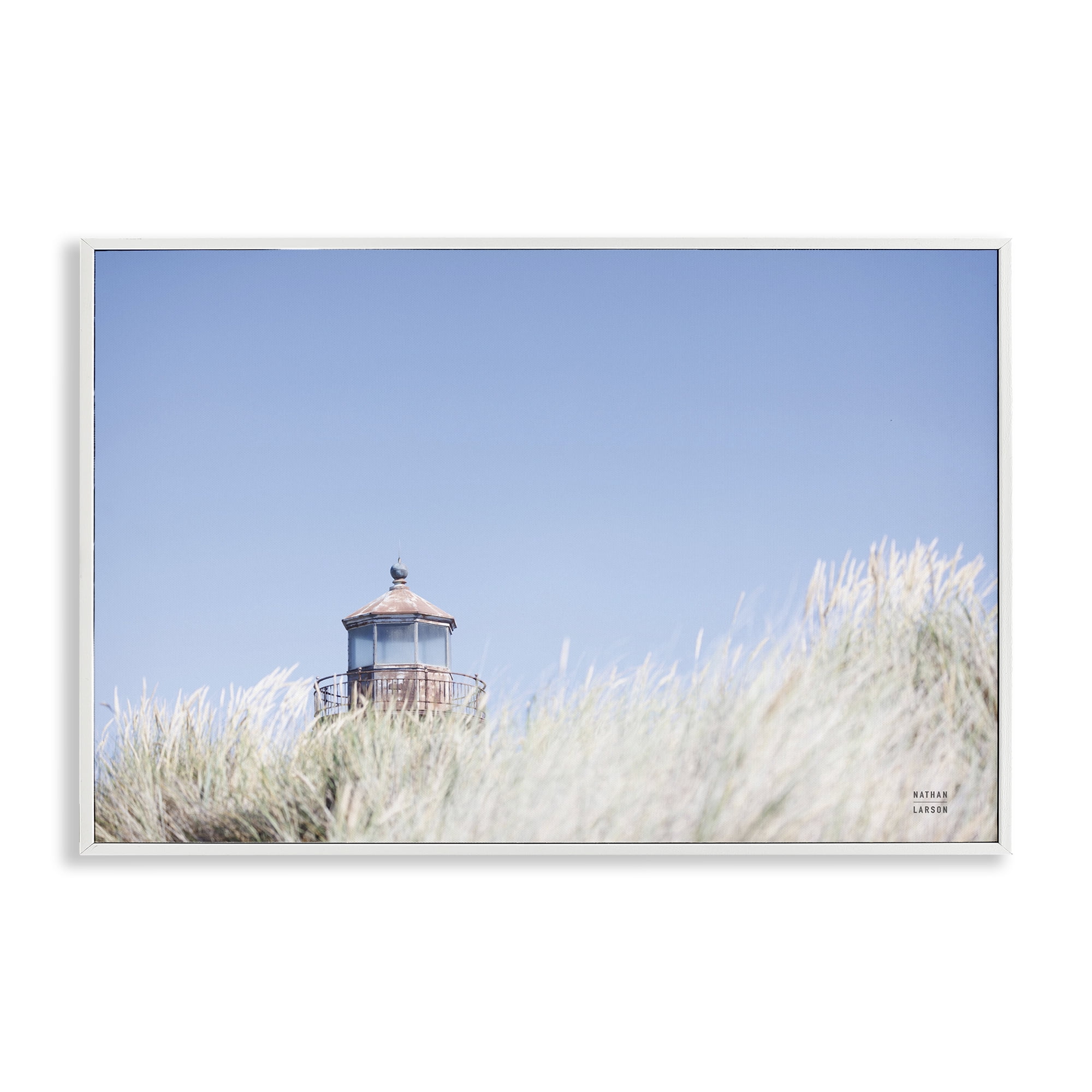 Stupell Industries Peering Over Lighthouse Landscape Photography White Framed Art Print Wall Art, 24 x 16