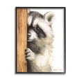 thumbnail image 1 of Stupell Industries Peering Raccoon Cute Smile Watercolor Animal Painting Painting Black Framed Art Print Wall Art, Design by George Dyachenko, 1 of 8