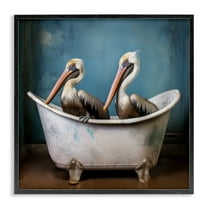 Stupell Industries Pelican Bath Time Typography Painting Black Framed Art Print Wall Art, 12 x 12