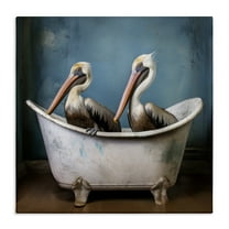 Stupell Industries Pelican Bath Time Typography Painting Gallery Wrapped Canvas Art Print Wall Art, 17 x 17