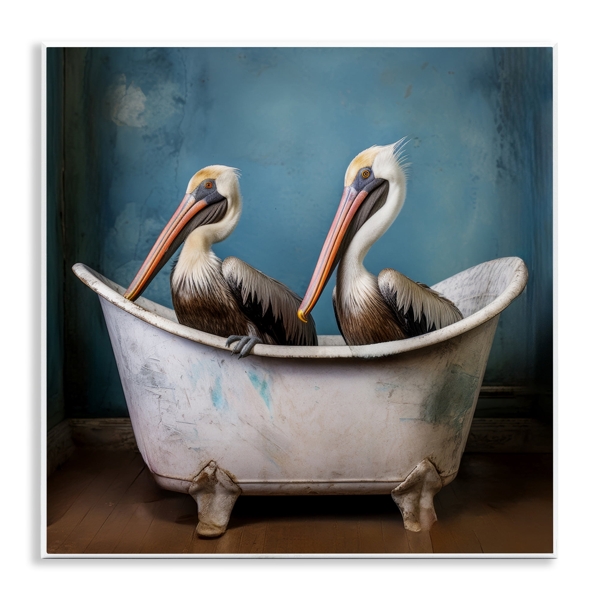 Stupell Industries Pelican Bath Time Typography Painting Unframed Art Print Wall Art, 12 x 12