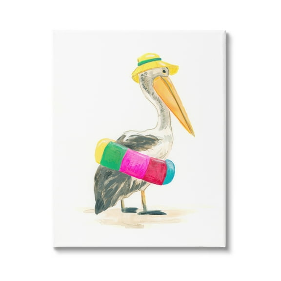Stupell Industries Pelican & Beach Tube Animals & Insects Painting Gallery Wrapped Canvas Art Print Wall Art, 16 x 20