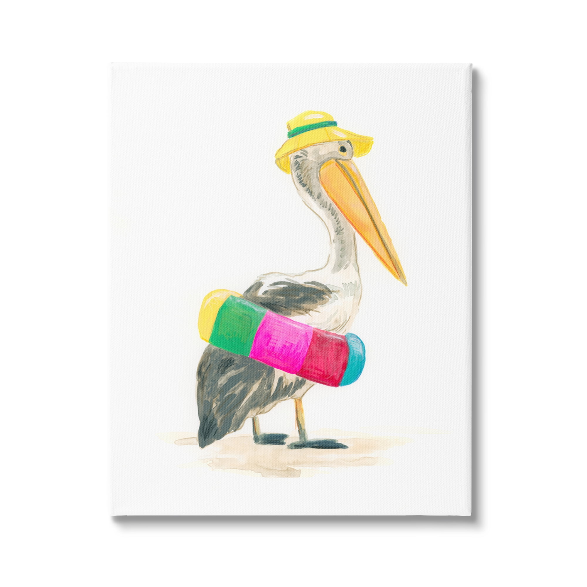 Stupell Industries Pelican & Beach Tube Animals & Insects Painting Gallery Wrapped Canvas Art Print Wall Art, 24 x 30