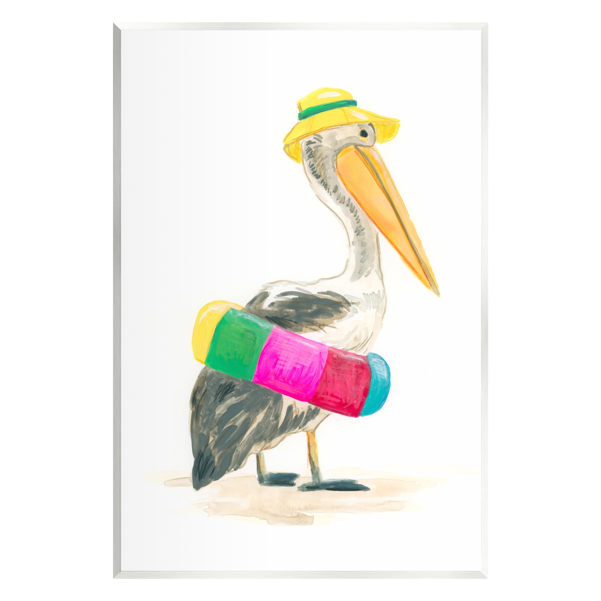 Stupell Industries Pelican & Beach Tube Animals & Insects Painting Unframed Art Print Wall Art, 13 x 19