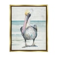 thumbnail image 1 of Stupell Industries Pelican Bird Standing Beach Sand Grain Pattern Graphic Art Metallic Gold Floating Framed Canvas Print Wall Art, Design by Patricia Pinto, 1 of 8