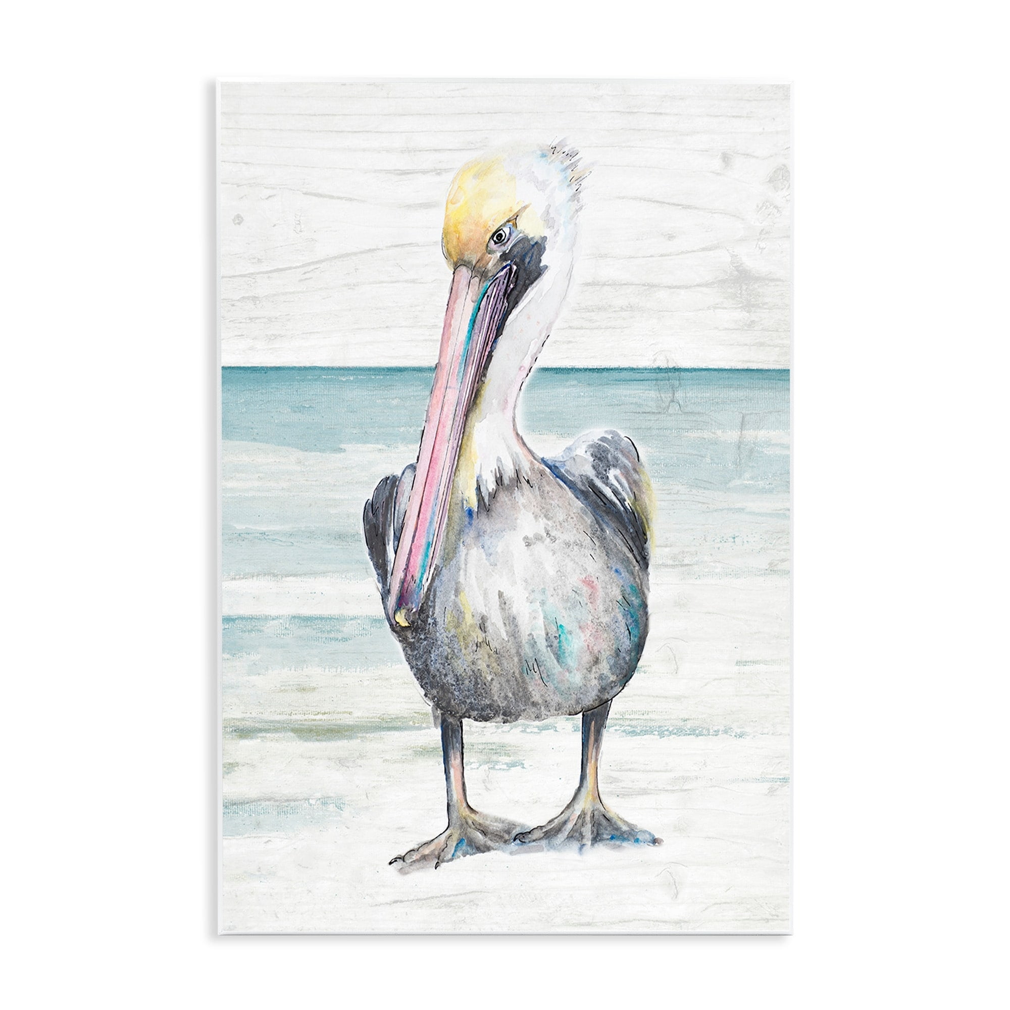 Pelican Bird Beach Scene 13x19 Wood Wall Art