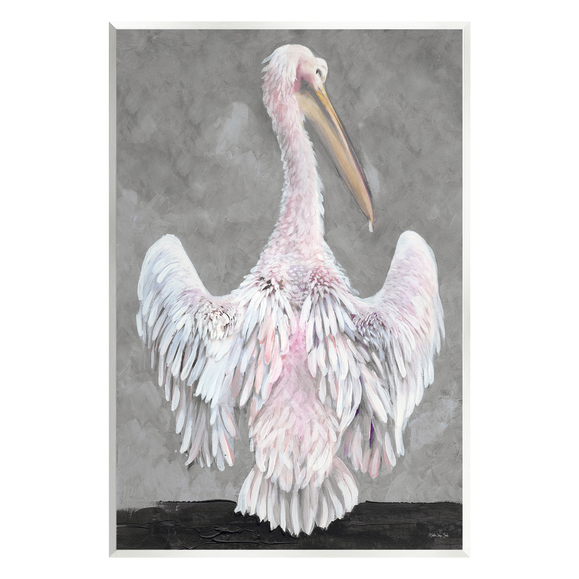 Stupell Industries Pelican Flapping Wings Animals & Insects Painting Unframed Art Print Wall Art, 13 x 19