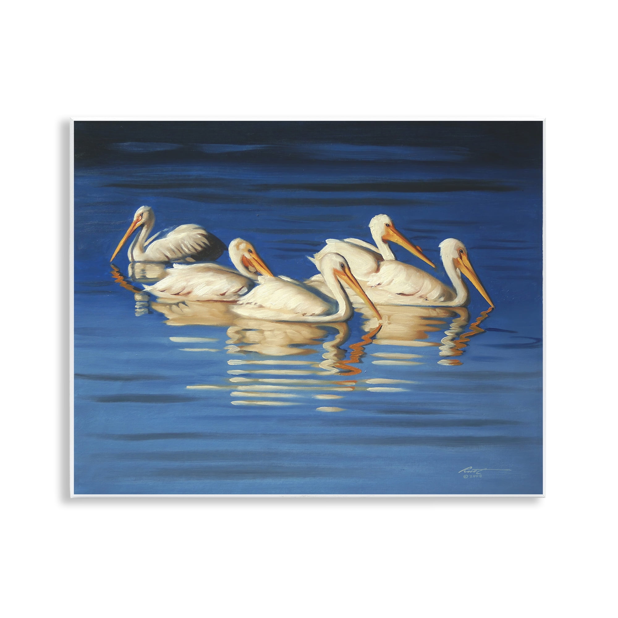 Stupell Industries Pelican Flock Lake Ripples Animals & Insects Painting Unframed Art Print Wall Art, 14 x 11