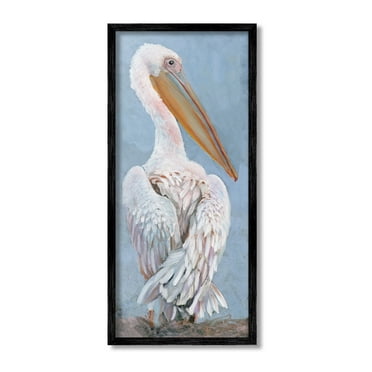 Stupell Industries Pelican From Back View Animals & Insects Painting Black Framed Art Print Wall Art, 10 x 24