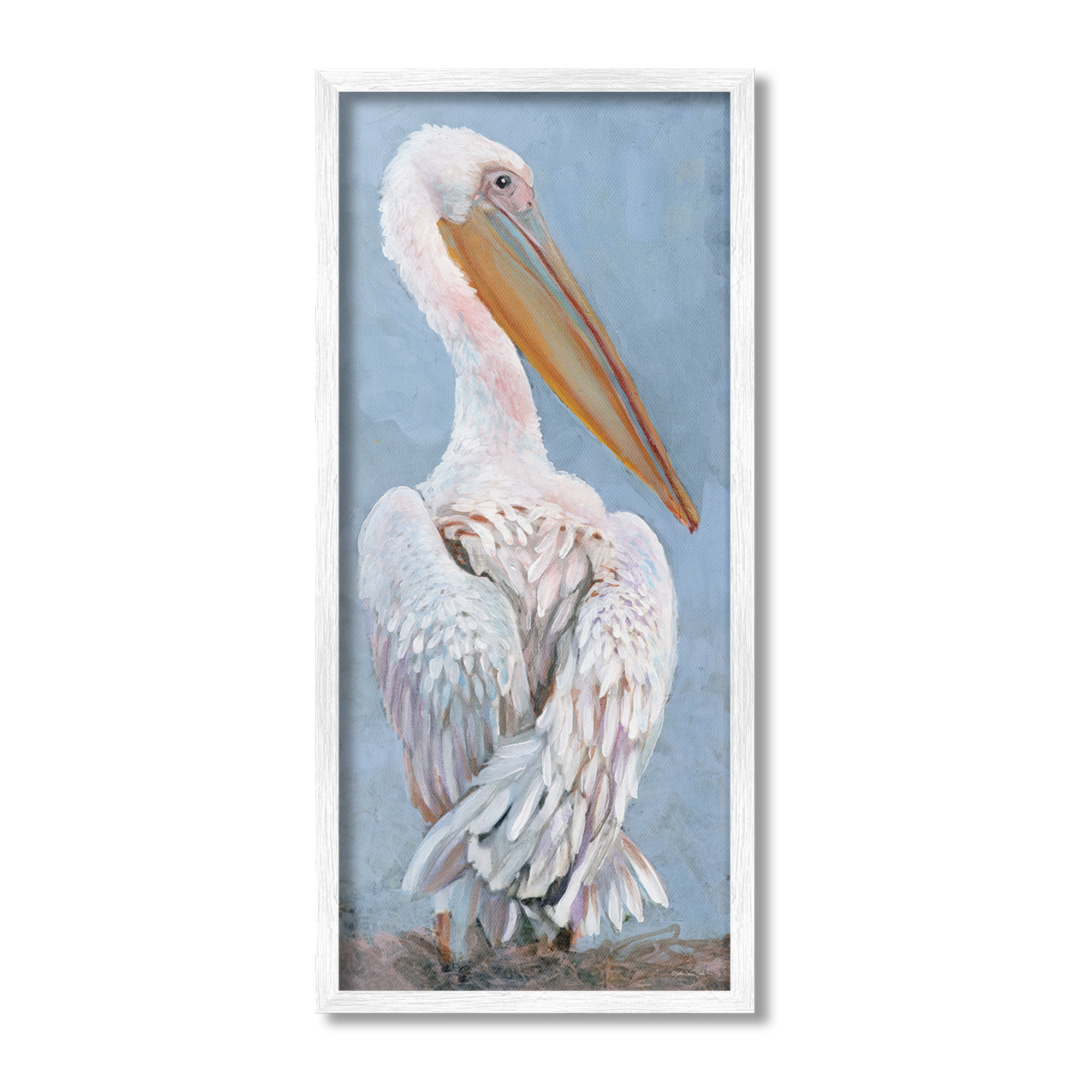Stupell Industries Pelican From Back View Animals & Insects Painting White Framed Art Print Wall Art, 10 x 24