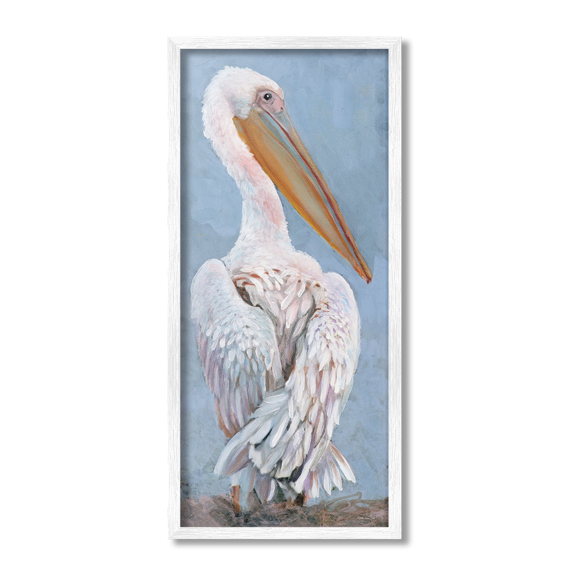 Stupell Industries Pelican From Back View Animals & Insects Painting White Framed Art Print Wall Art, 13 x 30