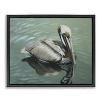 Stupell Industries Pelican Lake Reflection Animals & Insects Painting Black Floater Framed Canvas Art Print Wall Art, 21 x 17