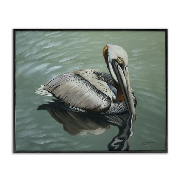 Stupell Industries Pelican Lake Reflection Animals & Insects Painting Black Framed Art Print Wall Art, 14 x 11