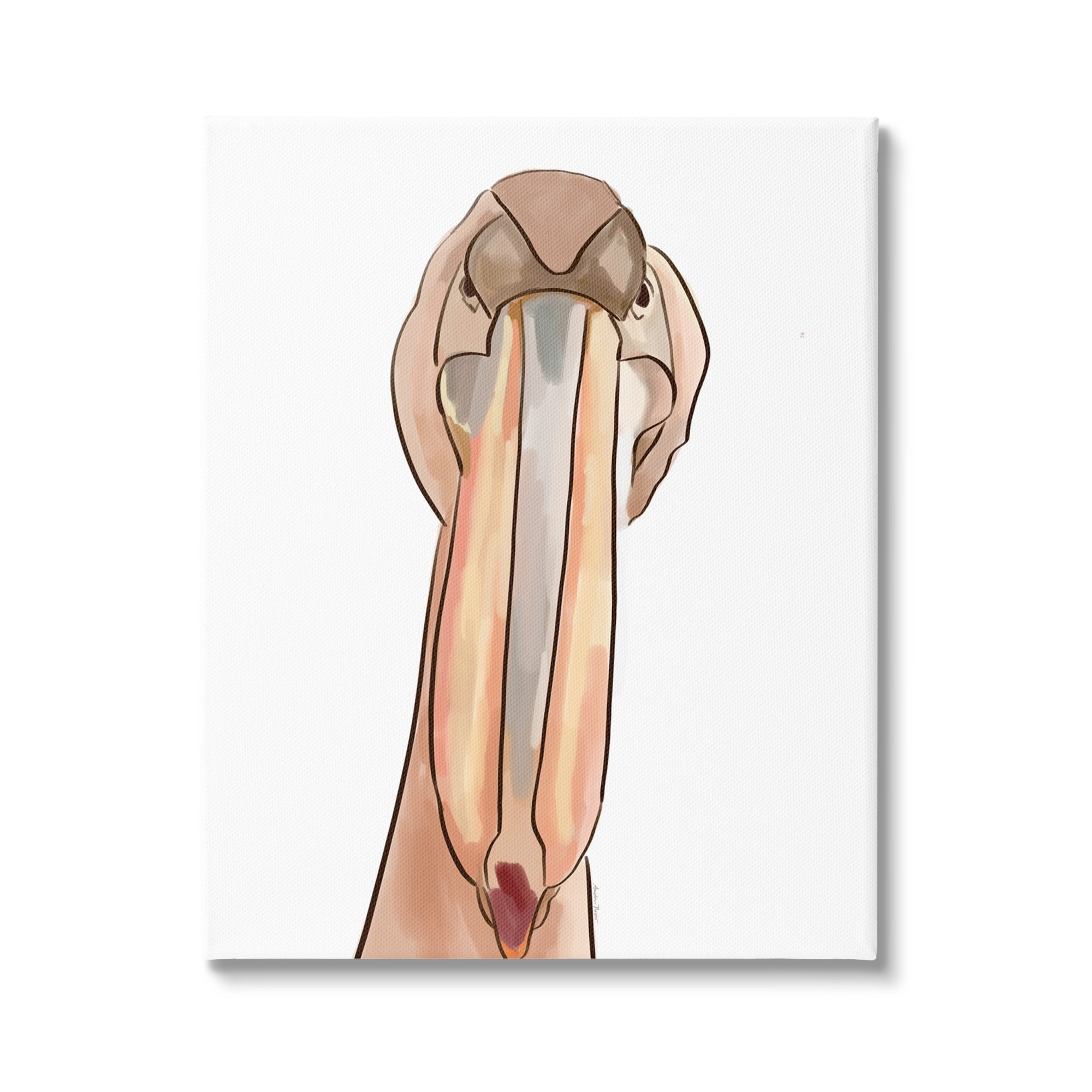 Stupell Industries Pelican Portrait with Long Beak Coastal Painting Gallery Wrapped Canvas Print Wall Art
