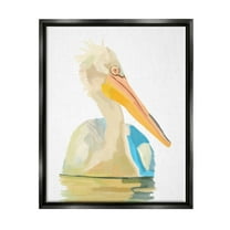 Stupell Industries Pelican Swimming Nature Portrait Coastal Painting Black Floater Framed Art Print Wall Art