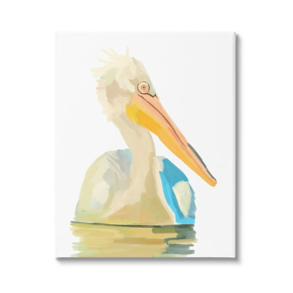 Stupell Industries Pelican Swimming Nature Portrait Coastal Painting Gallery Wrapped Canvas Print Wall Art