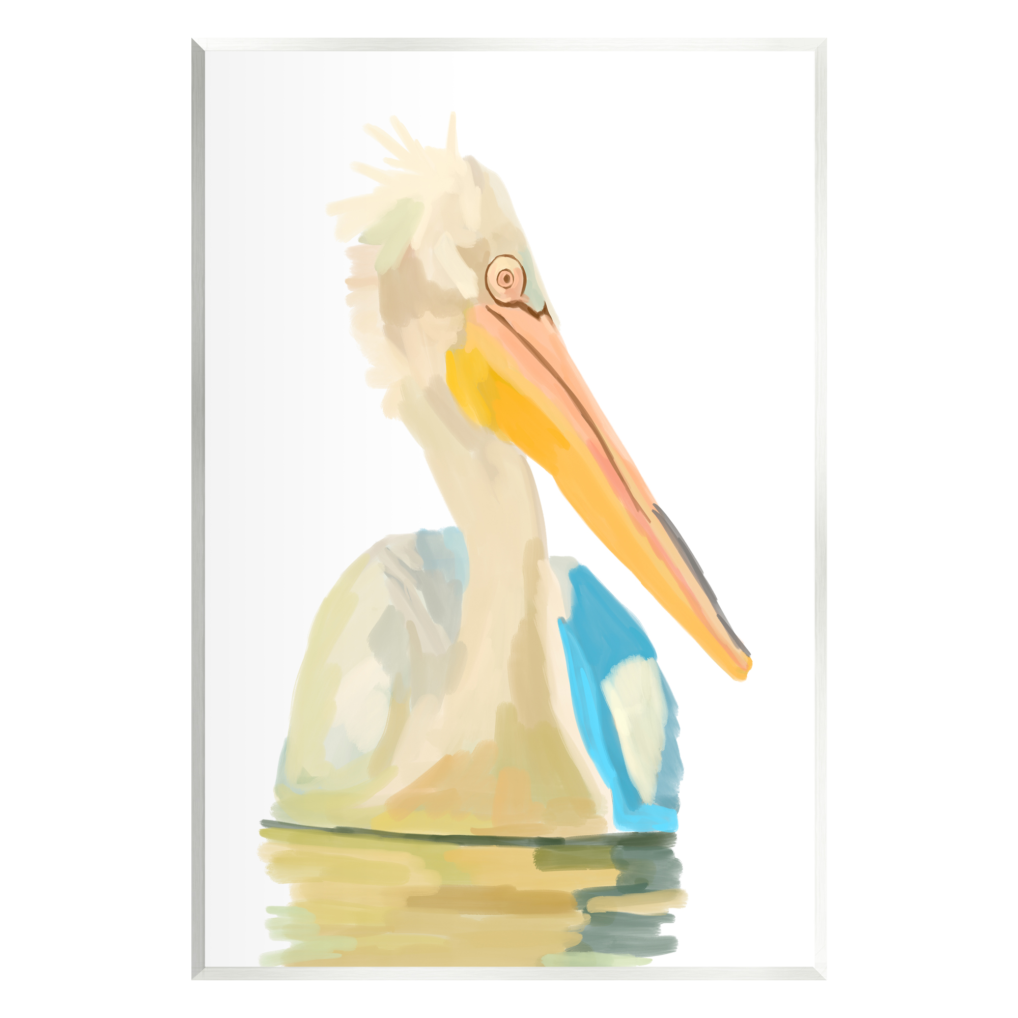 Stupell Industries Pelican Swimming Nature Portrait Coastal Painting Unframed Art Print Wall Art