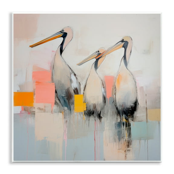 Stupell Industries Pelican Trio Abstract Animals & Insects Painting Unframed Art Print Wall Art, 12 x 12