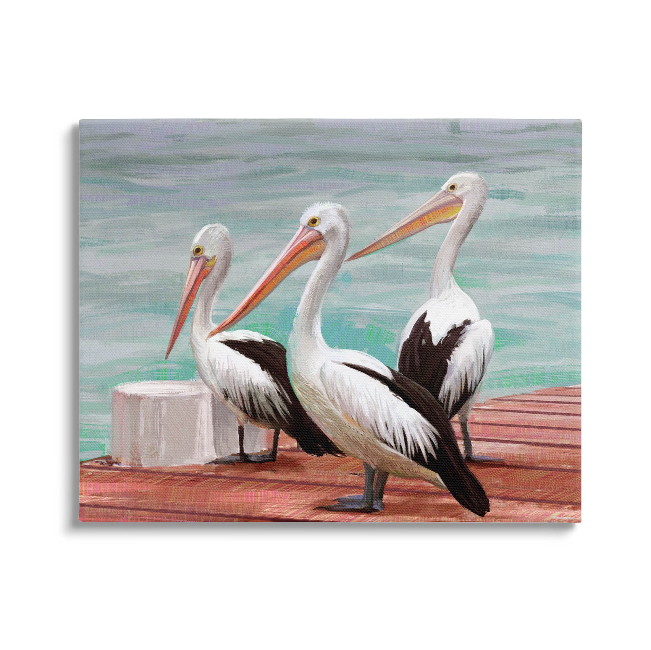 Stupell Industries Pelican Trio Port Dock Graphic Art Gallery Wrapped Canvas Print Wall Art, Design by Ziwei Li