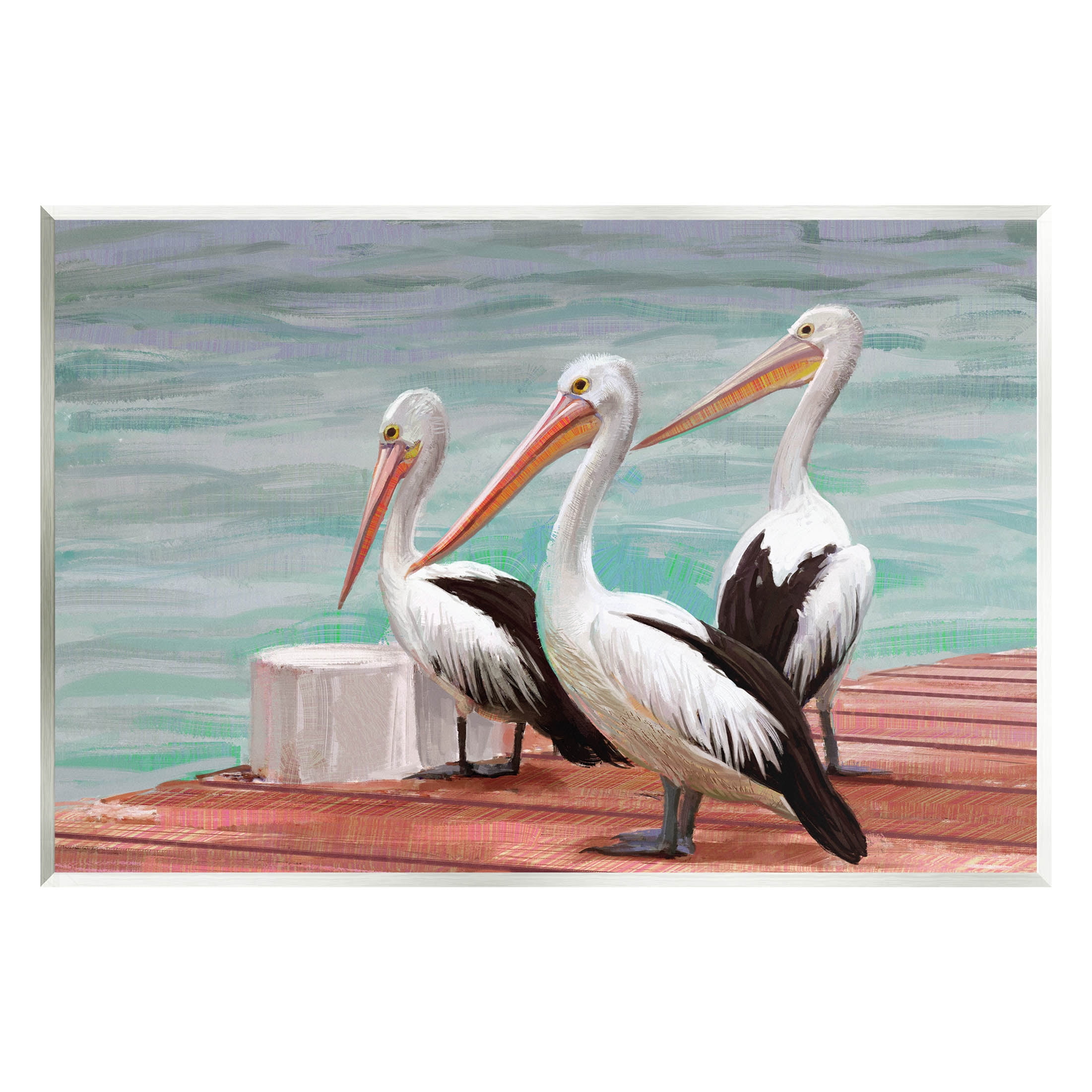 Stupell Industries Pelican Trio Port Dock Graphic Art Unframed Art Print Wall Art, Design by Ziwei Li