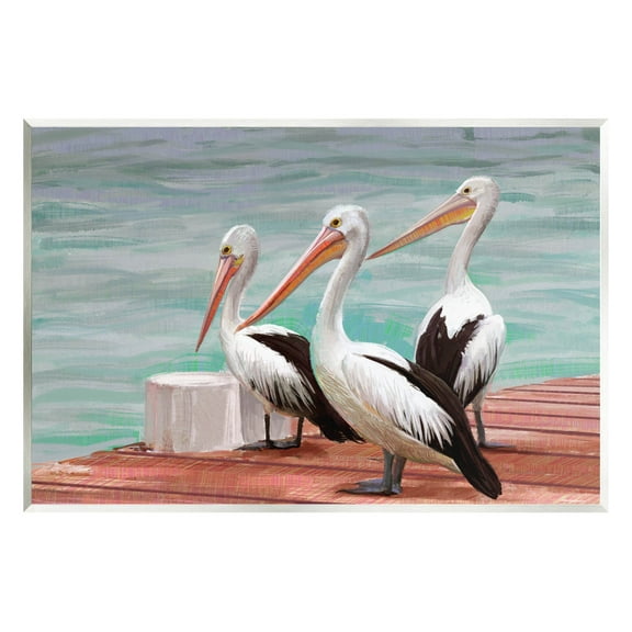 Stupell Industries Pelican Trio Port Dock Graphic Art Unframed Art Print Wall Art, Design by Ziwei Li