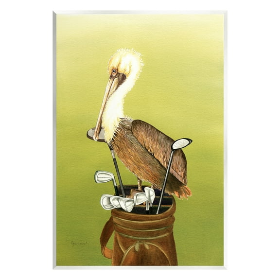 Stupell Industries Pelican on Golf Clubs Animals & Insects Painting Unframed Art Print Wall Art, 10 x 15