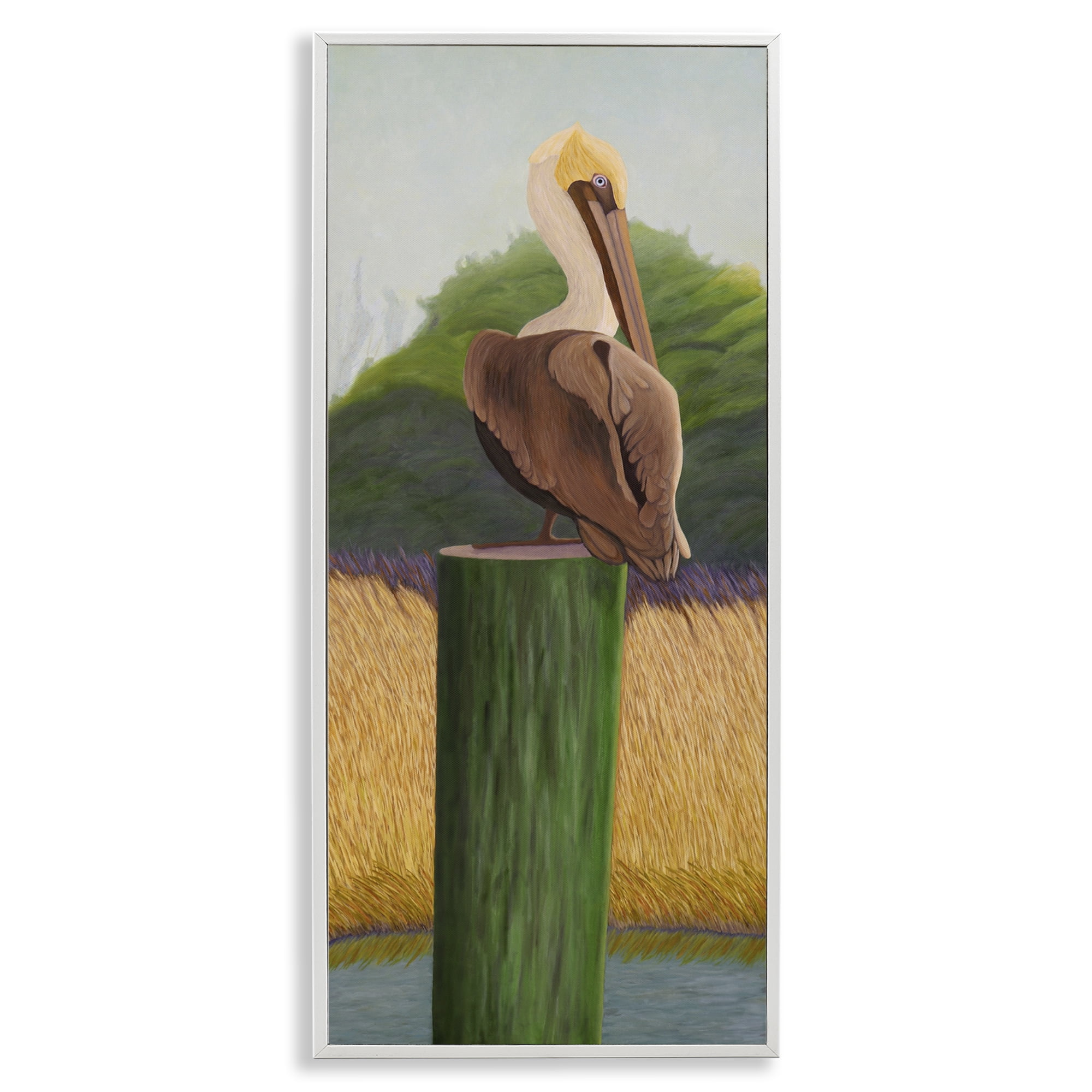 Stupell Industries Pelican with Blue Eyes White Framed Giclee Art, design by Barbara Fallenbaum