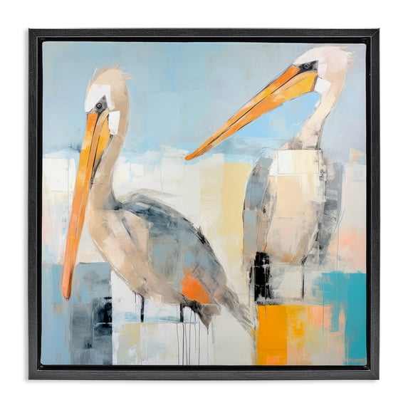 Stupell Industries Modern Pelicans Abstract Pattern Black Floating Frame Canvas Art, 18 x 18, by Irena Orlov