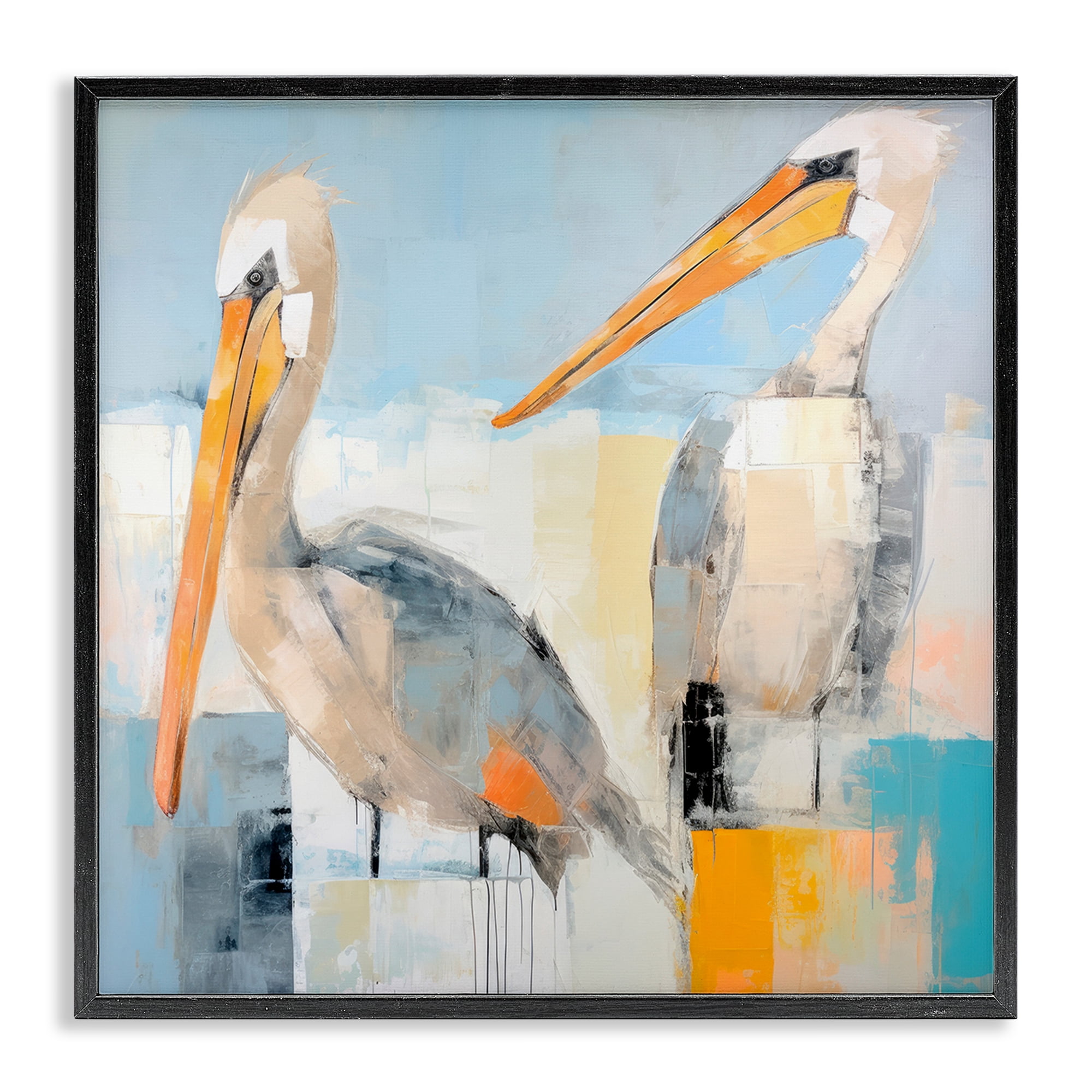 Stupell Industries Pelicans Abstract Pattern Animals & Insects Painting Black Framed Art Print Wall Art, 24 x 24