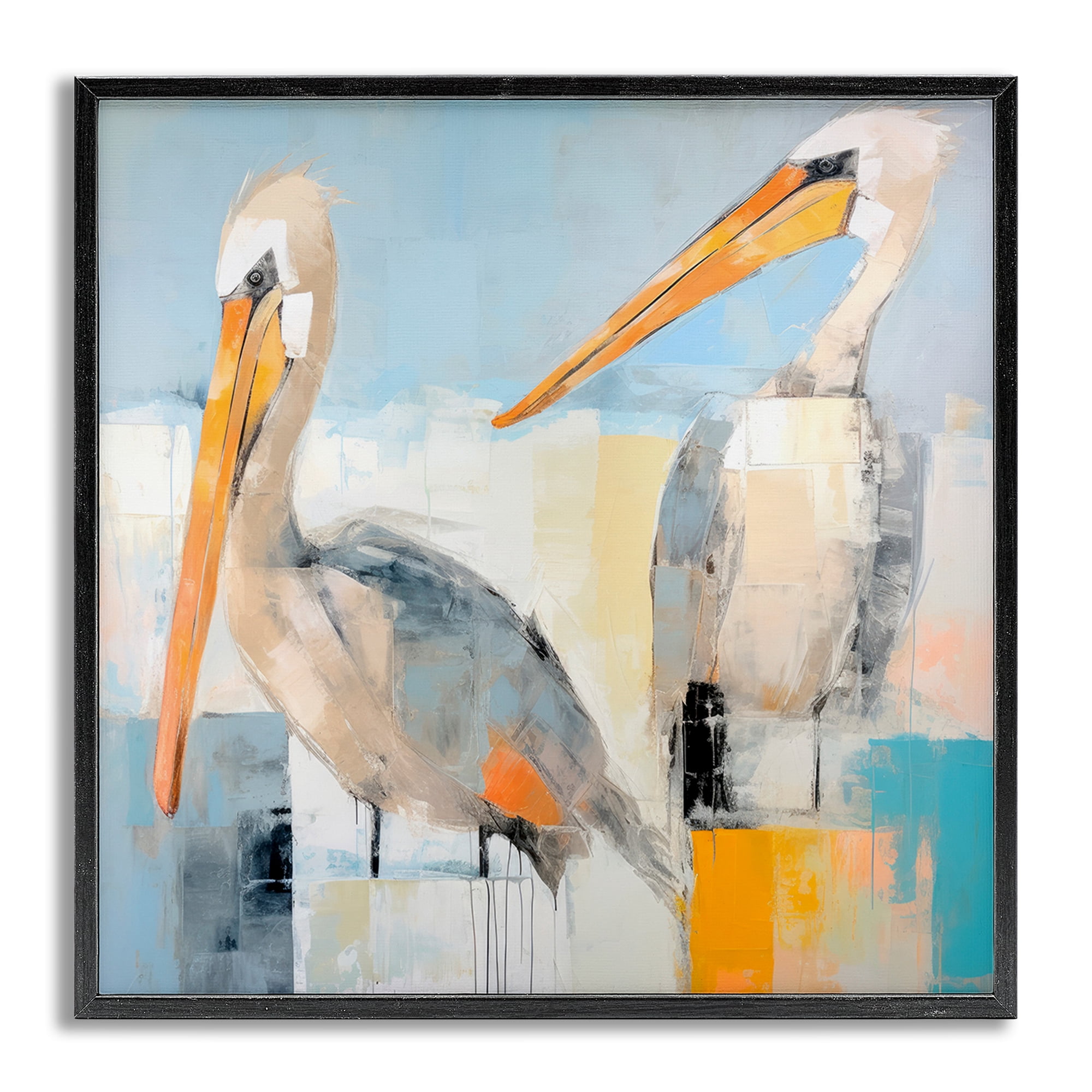 Stupell Industries Pelicans Abstract Pattern Animals & Insects Painting Gray Framed Art Print Wall Art, 24 x 24