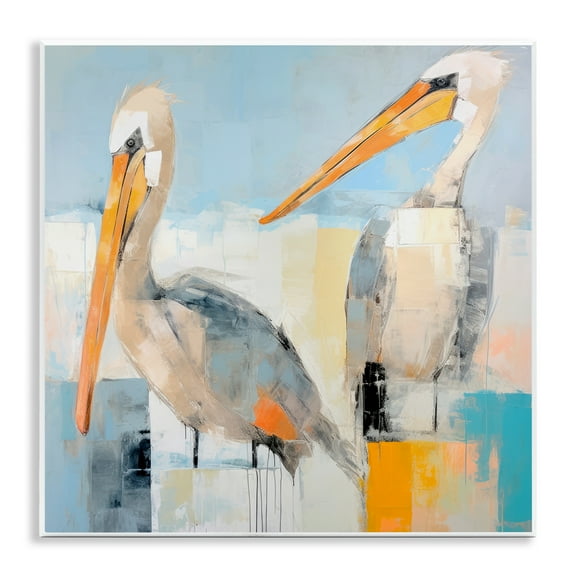 Stupell Industries Pelicans Abstract Pattern Animals & Insects Painting Unframed Art Print Wall Art, 12 x 12