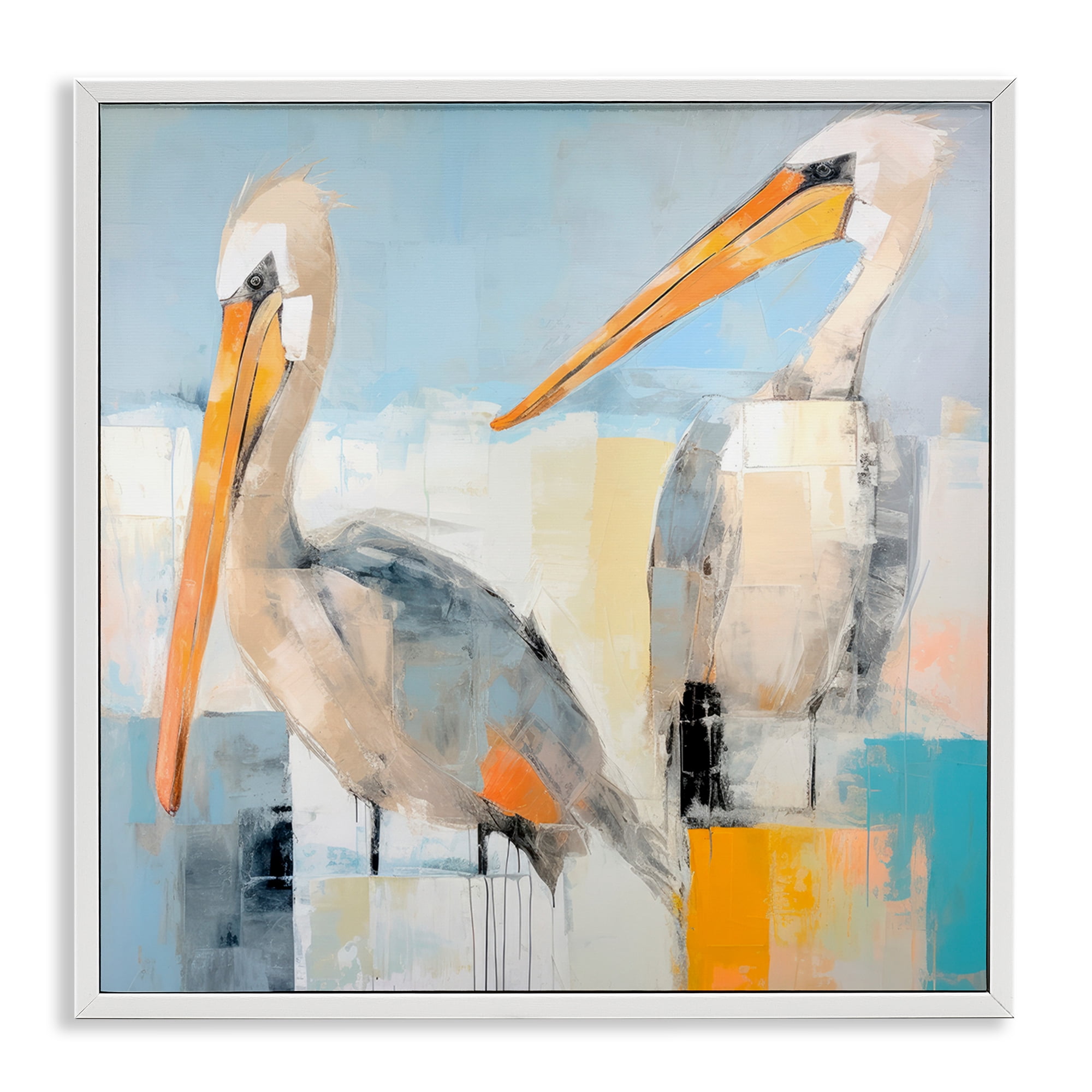 Stupell Industries Pelicans Abstract Pattern Animals & Insects Painting White Framed Art Print Wall Art, 17 x 17