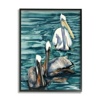 Stupell Industries Pelicans at Sea Painting Animals & Insects Painting Black Framed Art Print Wall Art, 11 x 14