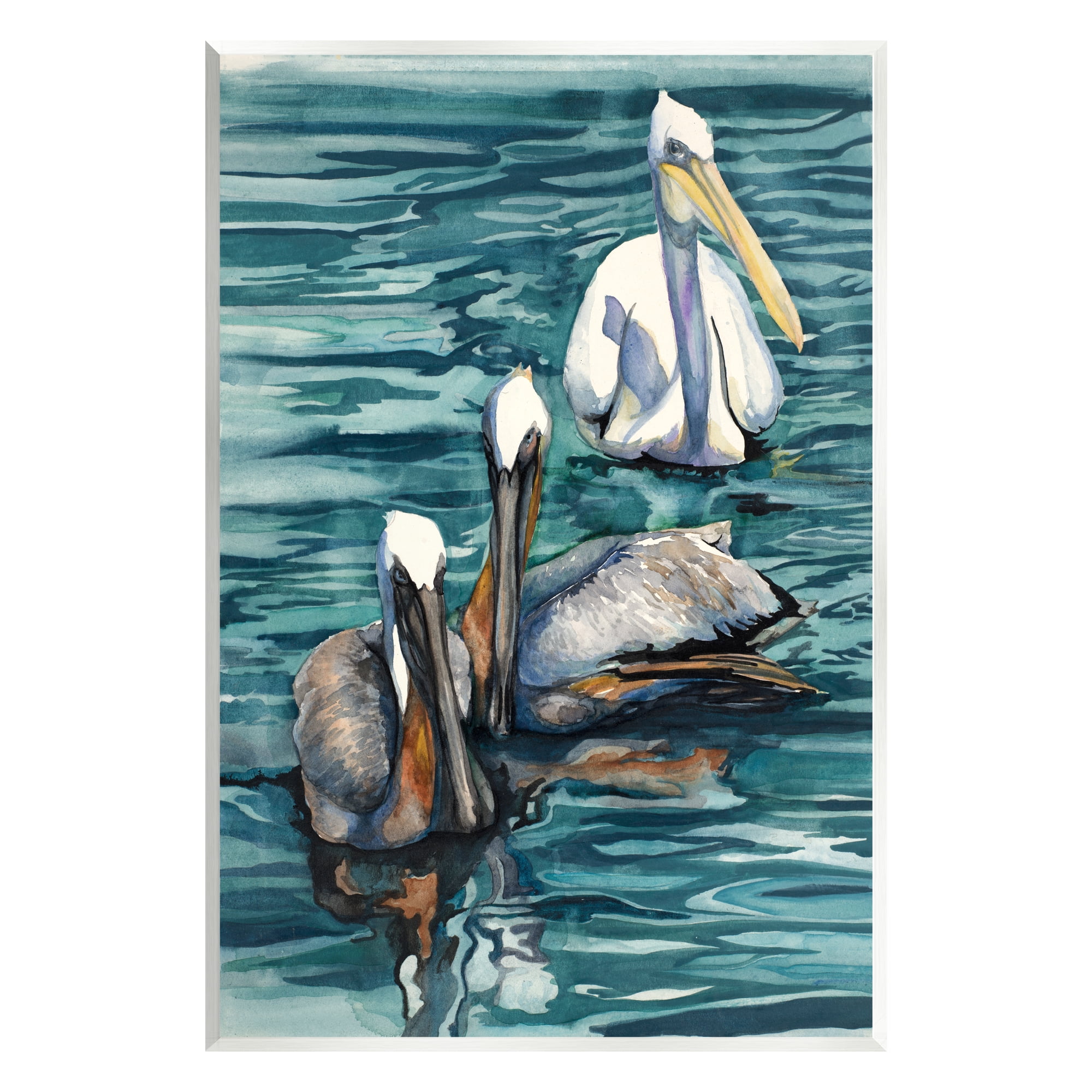 Pelicans at Sea Painting Print on MDF Wood Plaque
